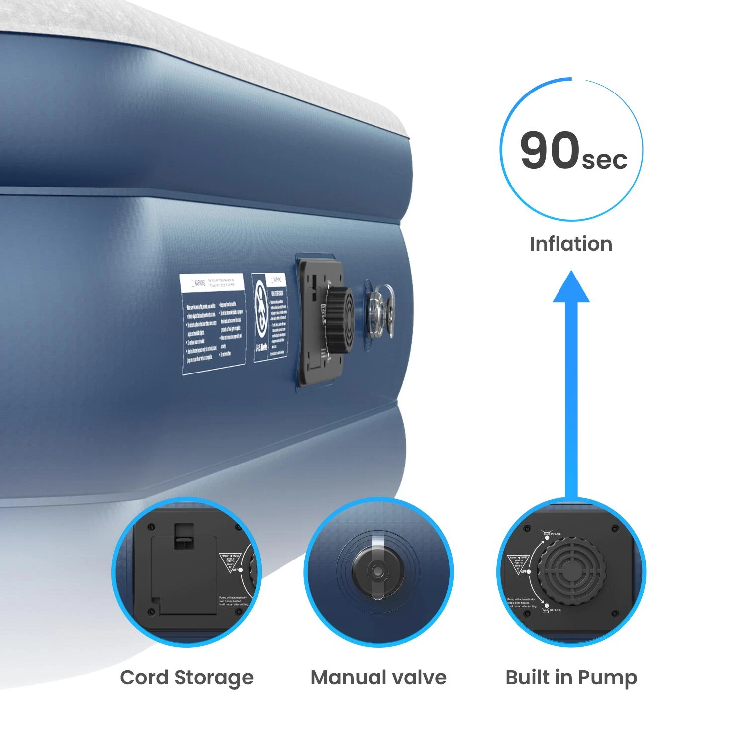 Single Comfort Air Bed – Grey/Navy - Image 2