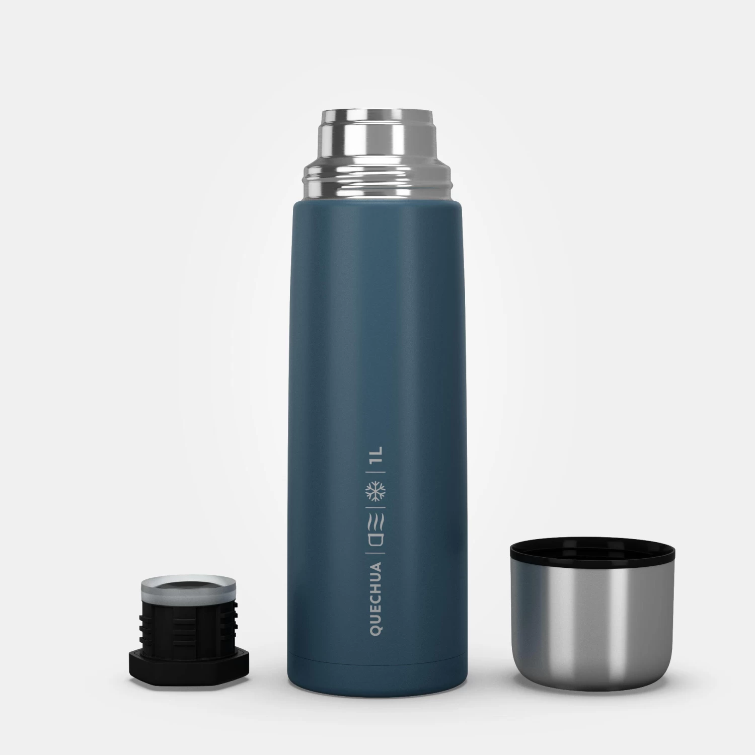 Quechua Stainless Steel Insulated Hiking Bottle 1 L Blue - Image 2
