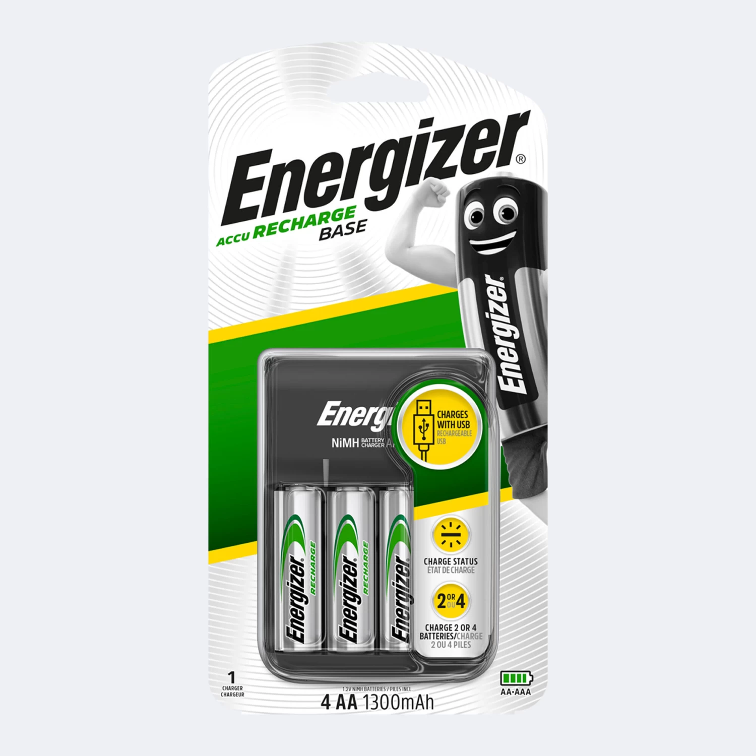 Energizer NiMH Battery Charger USB 4 AA/AAA 4 Batteries AA / HR06 - Image 6