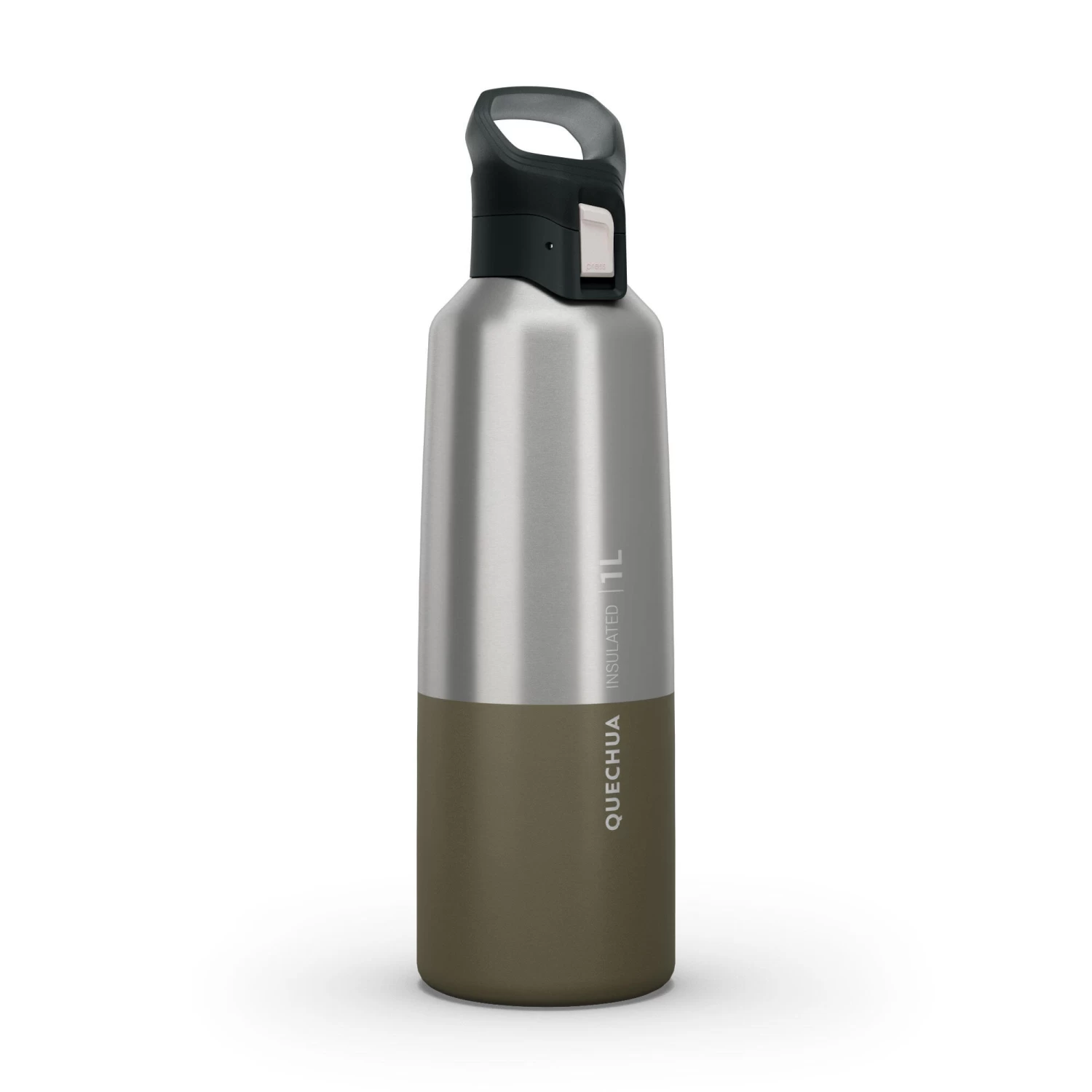 Quechua Isothermal Stainless Steel Hiking Flask MH500 1 L Khaki