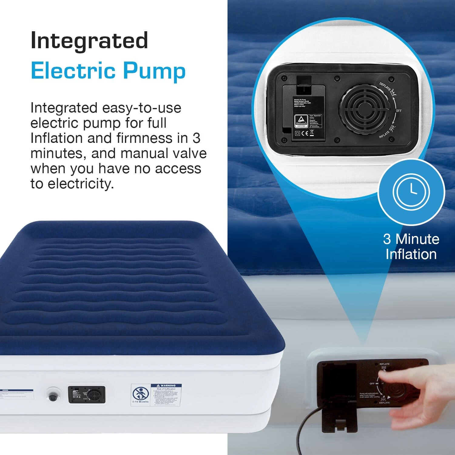 King Comfort Plus Air Bed – Navy/White - Image 2