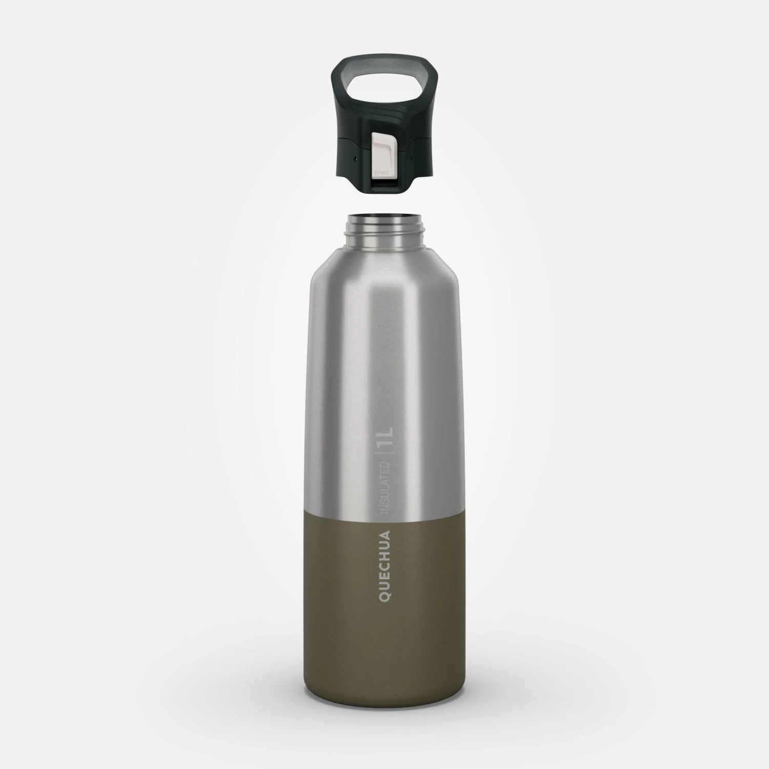 Quechua Isothermal Stainless Steel Hiking Flask MH500 1 L Khaki - Image 2