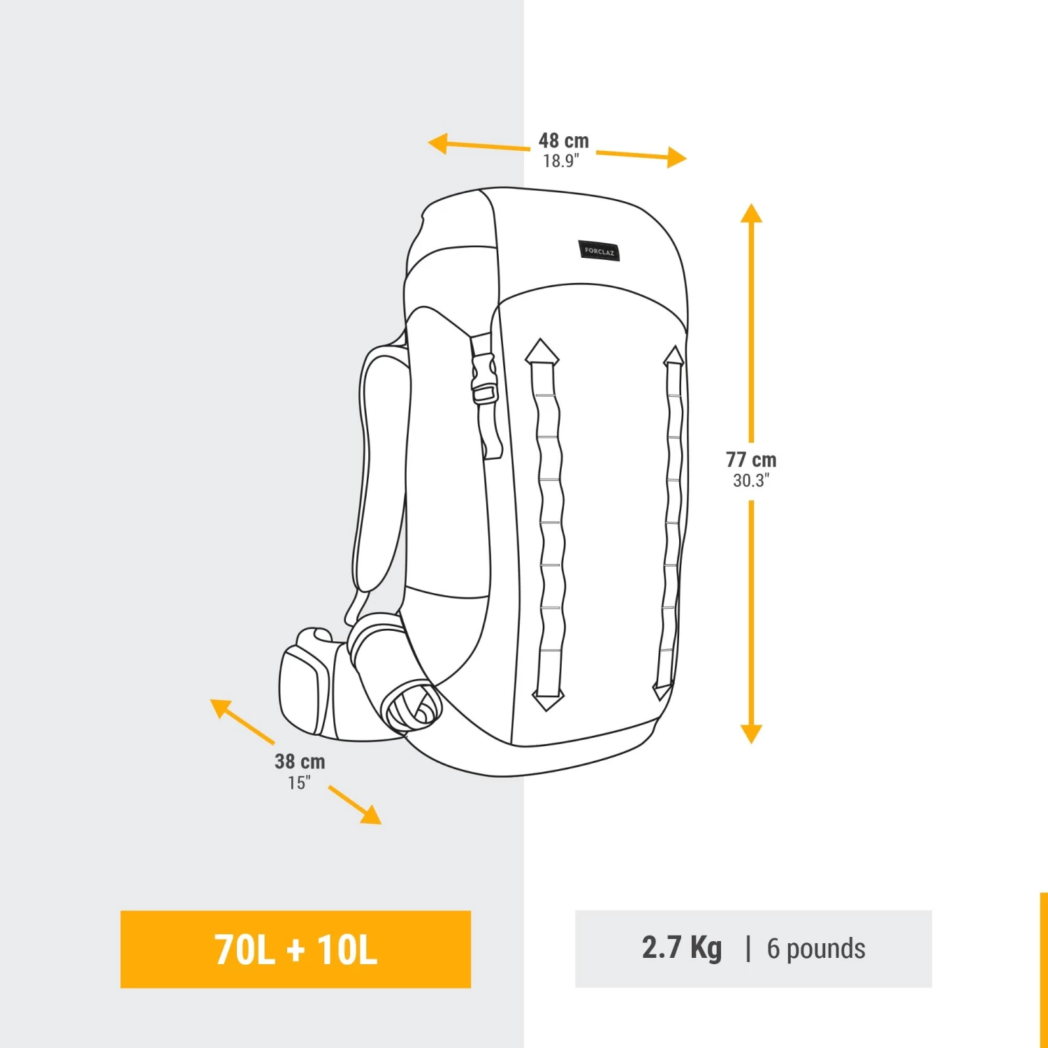 Men's Trekking Backpack 70+10 L - Image 2