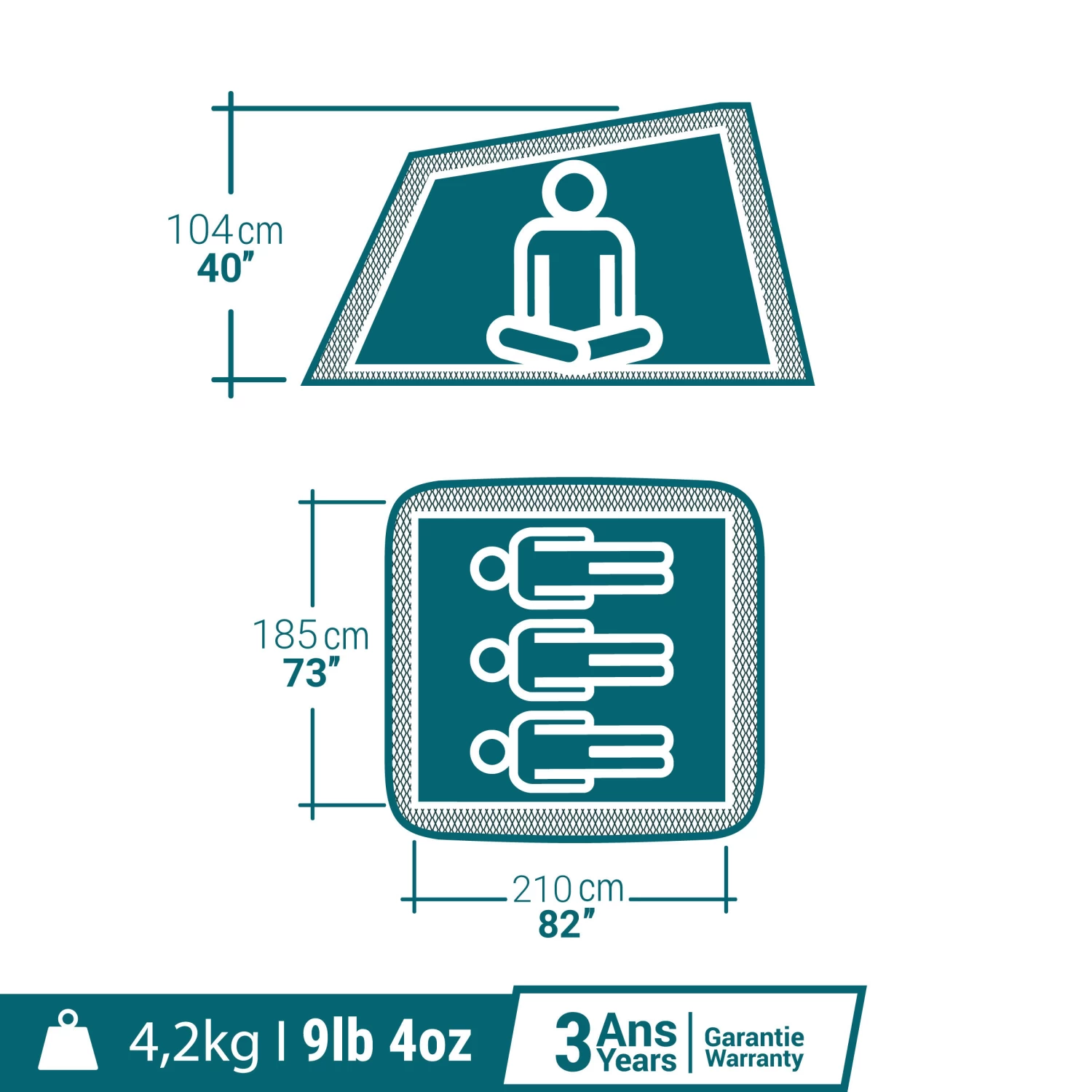 Quechua 3 Man Pop-Up Blackout Tent - Image 2