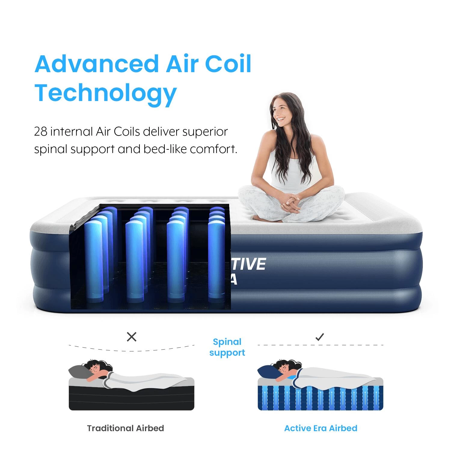 King Comfort Plus Air Bed – Navy/White - Image 7