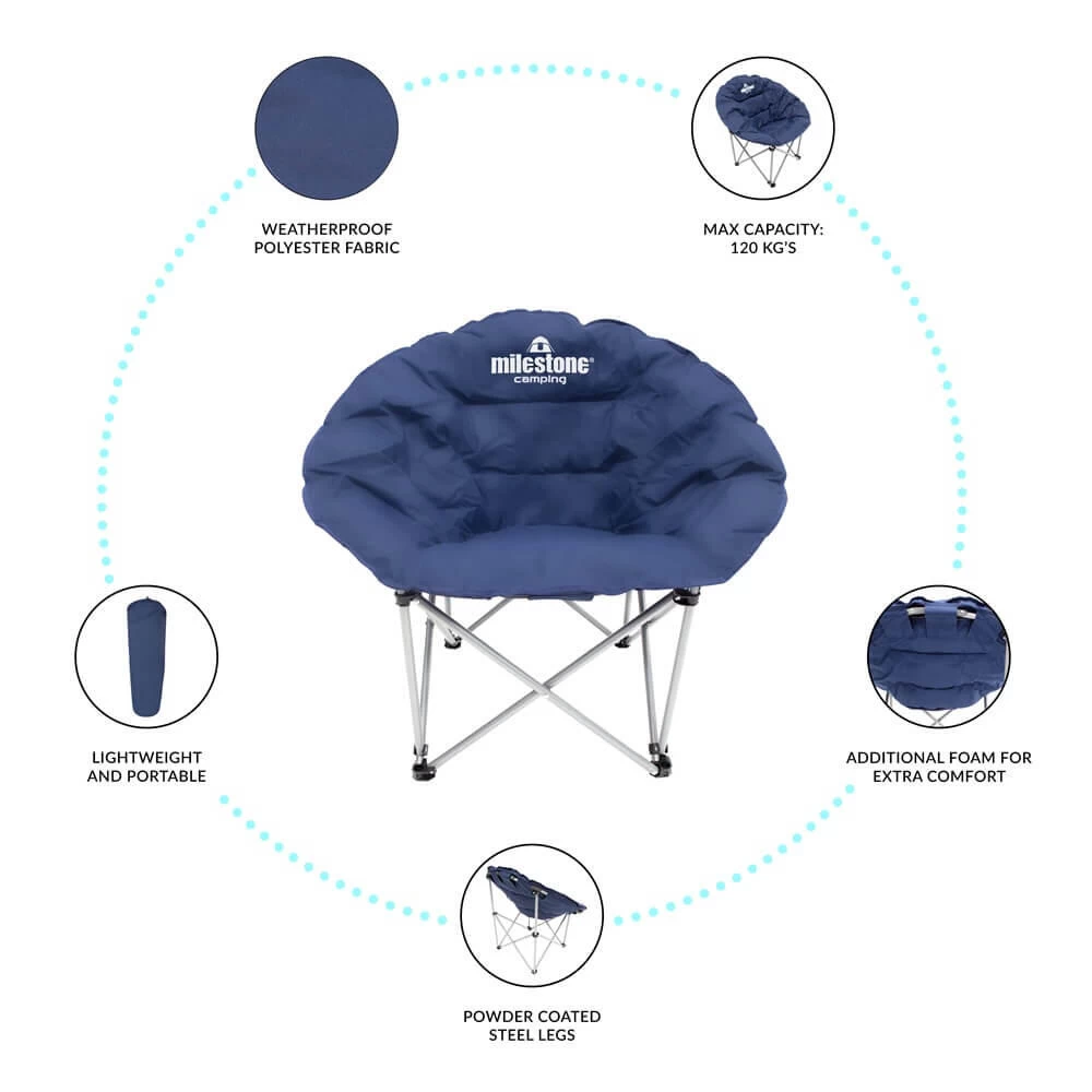 Milestone Navy Blue Deluxe Moon Chair - Image 4