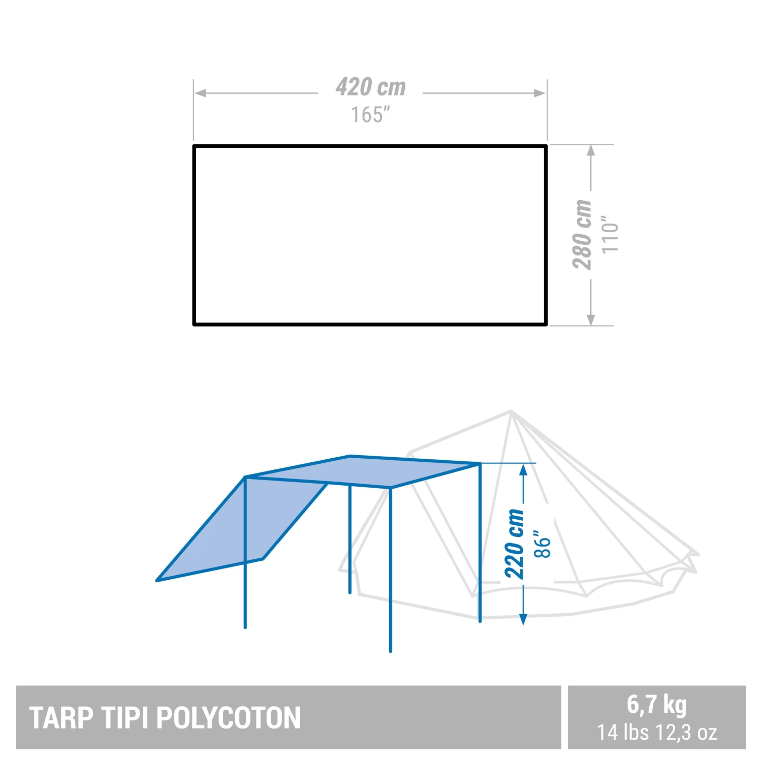 Quechua CAMPING TARP - TEPEE POLYCOTTON - 6 PERSON - Image 3